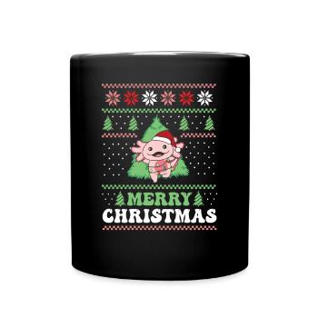 Joyeux Noël rétro moche Noël Axolotl - Mug uni - noir - Devant