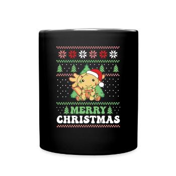 Joyeux Noël rétro moche Noël Axolotl - Mug uni - noir - Devant