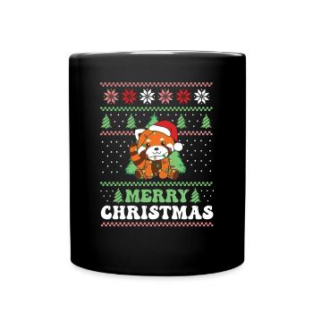 Joyeux Noël rétro moche Noël Panda roux - Mug uni - noir - Devant