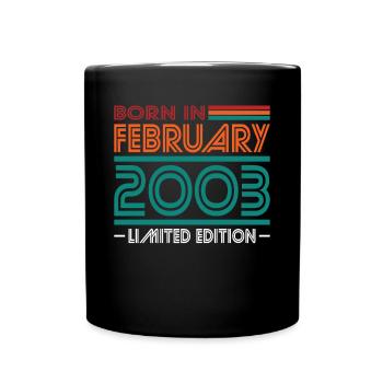 20e anniversaire né en 2003 né en février 2003 - Mug uni - noir - Devant