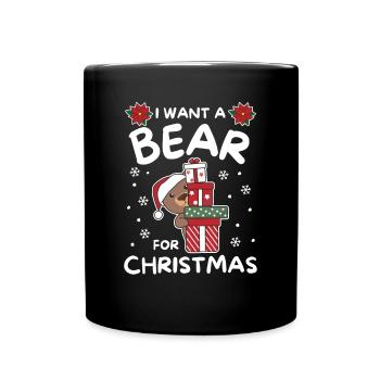 I want a bear for Christmas cute bears - Full Colour Mug - black - Front