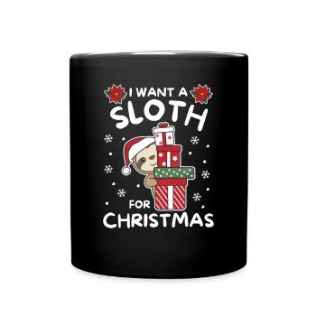 Je veux un paresseux pour Noël paresseux mignon - Mug uni - noir - Devant