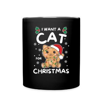 I want a cat for Christmas cute cats - Full Colour Mug - black - Front