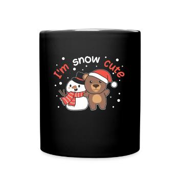 Bear I'm snow cute snowman snow pun - Full Colour Mug - black - Front