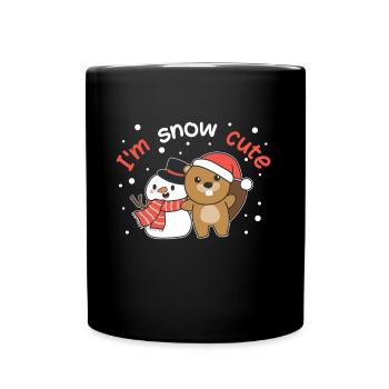Beaver I'm snow cute snowman snow pun - Full Colour Mug - black - Front