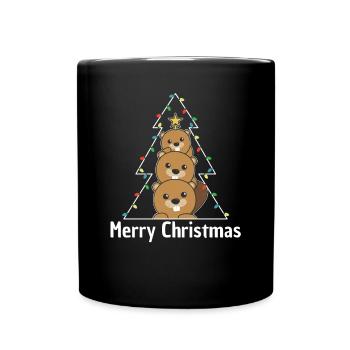 Castor Arbre de Noël Animaux de Noël Castors - Mug uni - noir - Devant