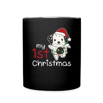 Chiens de Noël dalmates mon 1er Noël - Mug uni - noir - Devant