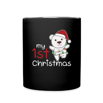 Polar Bear Christmas Polar Bears my 1st Christmas - Full Colour Mug - black - Front