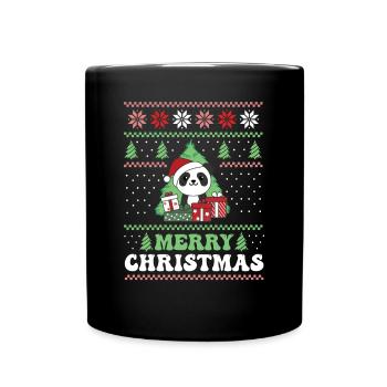 Joyeux Noël rétro moche Noël Panda - Mug uni - noir - Devant