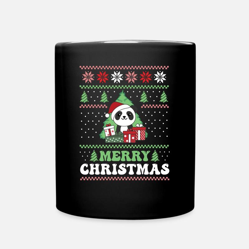 Merry Christmas retro ugly christmas Panda - Tasse einfarbig - Schwarz