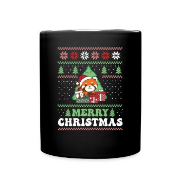 Joyeux Noël rétro moche Noël Panda roux - Mug uni - noir - Devant