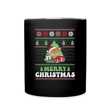 Joyeux Noël rétro moche cerf de Noël - Mug uni - noir - Devant