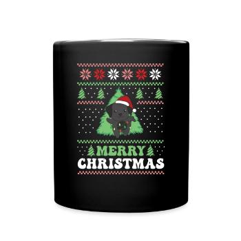 Joyeux Noël rétro moche Noël Labrador - Mug uni - noir - Devant