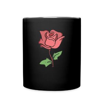 Rose Red Rose Hand-drawn - Full Colour Mug - black - Front