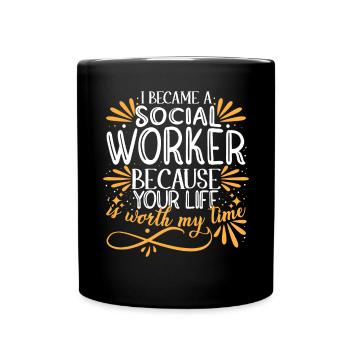 Ich wurde Sozialarbeiter - Tasse einfarbig - Schwarz - Vorne