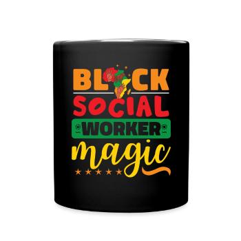 Schwarze Sozialarbeiter Magie - Tasse einfarbig - Schwarz - Vorne