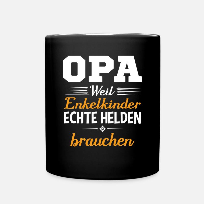 Opa Weil Enkelkinder Echte Helden Brauchen - Tasse einfarbig - Schwarz