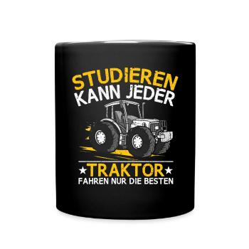Traktor Fahren Nur Die Besten Trekker Bauernhof - Tasse einfarbig - Schwarz - Vorne