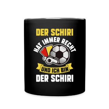 Schiri Unparteiischer Fußball Schiedsrichter - Tasse einfarbig - Schwarz - Vorne