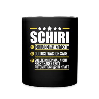 Schiri Unparteiischer Fußball Schiedsrichter - Tasse einfarbig - Schwarz - Vorne