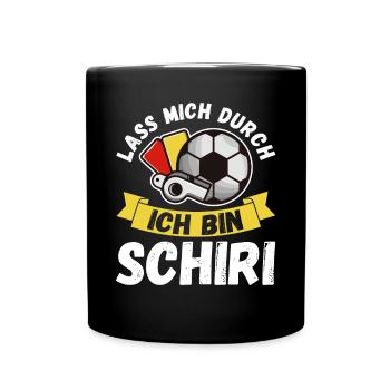 Schiri Unparteiischer Fußball Schiedsrichter - Tasse einfarbig - Schwarz - Vorne