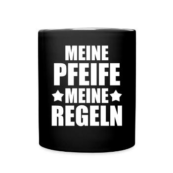 Schiri Unparteiischer Fußball Schiedsrichter - Tasse einfarbig - Schwarz - Vorne