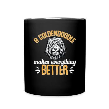 Goldendoodle Doodle Hund - Tasse einfarbig - Schwarz - Vorne