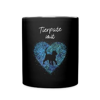 Tierpate mit Herz Tierheim Pflegestelle Tierschutz - Tasse einfarbig - Schwarz - Vorne