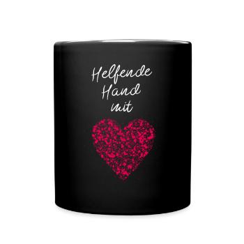 Helfende Hand mit Herz Ehrenamtlich Ehrenamt - Tasse einfarbig - Schwarz - Vorne