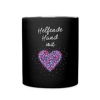 Helfende Hand mit Herz Ehrenamtliche Helferin - Tasse einfarbig - Schwarz - Vorne