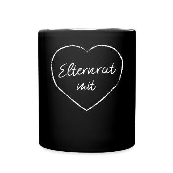 Elternrat mit Herz Elternsprchtag Elternbeirat - Tasse einfarbig - Schwarz - Vorne