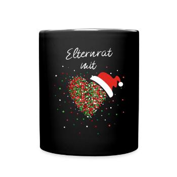 Elternrat mit Herz Ehrenamt Schule Weihnachtsmütze - Tasse einfarbig - Schwarz - Vorne