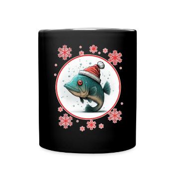 Pêche Pêcheur Pêcheuse Noël Pêcheur Poisson - Mug uni - noir - Devant
