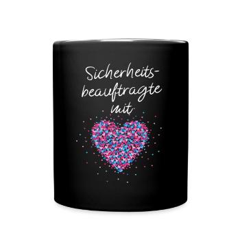Sicherheitsbeauftragte mit Herz Brandschutz - Tasse einfarbig - Schwarz - Vorne