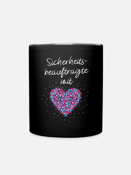 Sicherheitsbeauftragte mit Herz Brandschutz - Tasse einfarbig - Schwarz