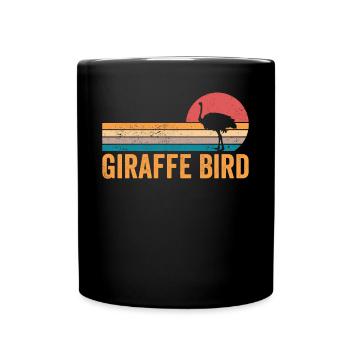 Lustiger Strauß Giraffe Vogel Retro - Tasse einfarbig - Schwarz - Vorne