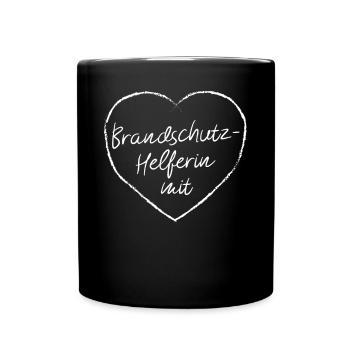 Brandschutzhelferin mit Herz Brandschutz Schulung - Tasse einfarbig - Schwarz - Vorne