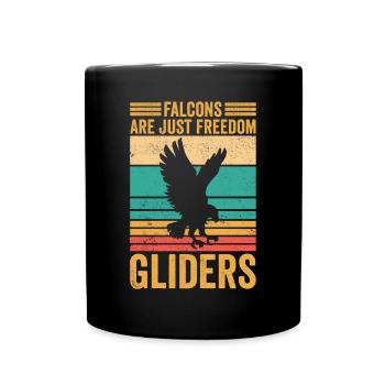 Funny falcons are just freedom gliders retro - Full Colour Mug - black - Front