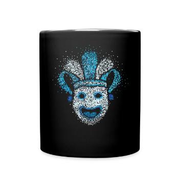 Karneval Fasching Maske Clown Jeck Karnevalist - Tasse einfarbig - Schwarz - Vorne