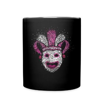 Masque de fou Casquette de fou Carnaval Carnaval Confettis - Mug uni - noir - Devant