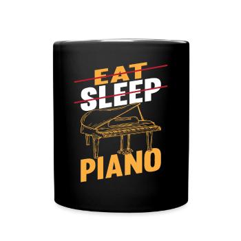 Pianist Musician Funny Piano Player - Eat Sleep Pi - Full Colour Mug - black - Front
