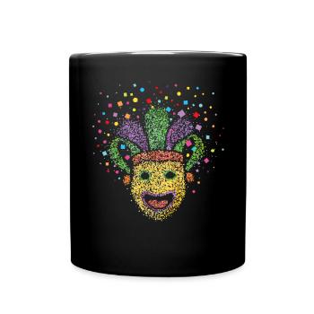 Karnevalsmaske Karneval Fasching Fasnacht Konfetti - Tasse einfarbig - Schwarz - Vorne