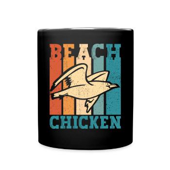 Mouette mouette Poulet de plage Rétro drôle - Mug uni - noir - Devant