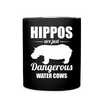 Funny Hippo Hippopotamus - Full Colour Mug - black - Front