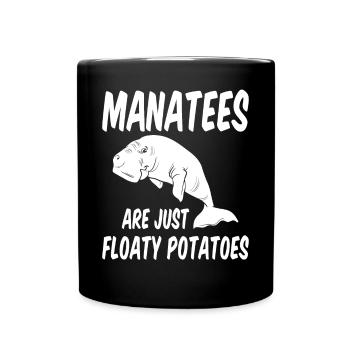 Funny manatees are simply swimming potato - Full Colour Mug - black - Front