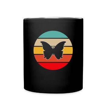 Schmetterling Retro - Tasse einfarbig - Schwarz - Vorne