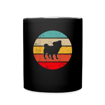 Mops Retro - Tasse einfarbig - Schwarz - Vorne