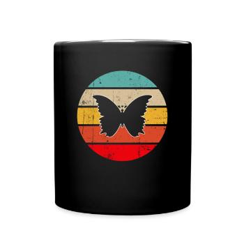 Schmetterling Retro - Tasse einfarbig - Schwarz - Vorne