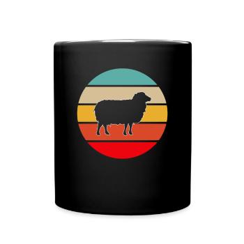Schaf Retro - Tasse einfarbig - Schwarz - Vorne