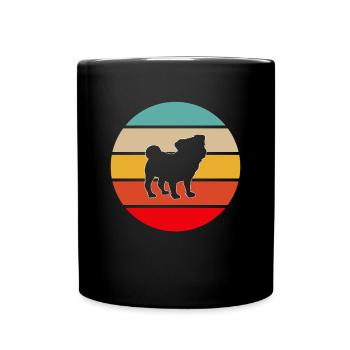 Mops Retro - Tasse einfarbig - Schwarz - Vorne